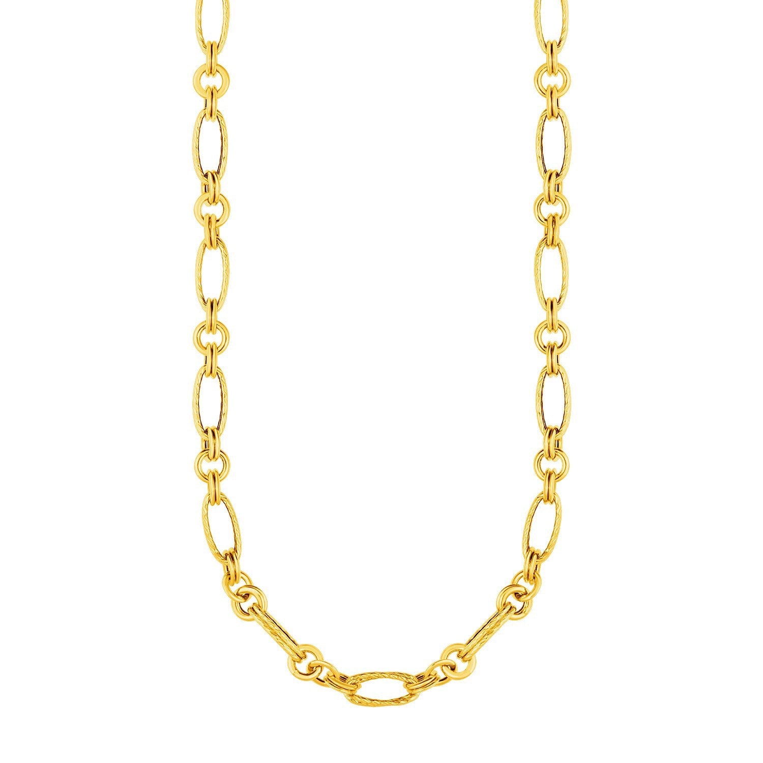14k Yellow Gold Twisted and Polished Link Necklace