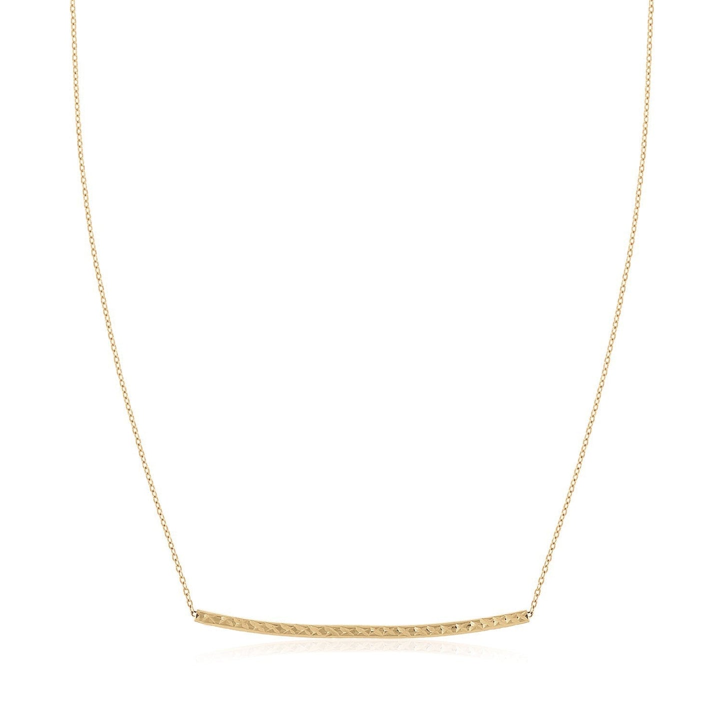 14k Yellow Gold Thin Textured Bar Necklace