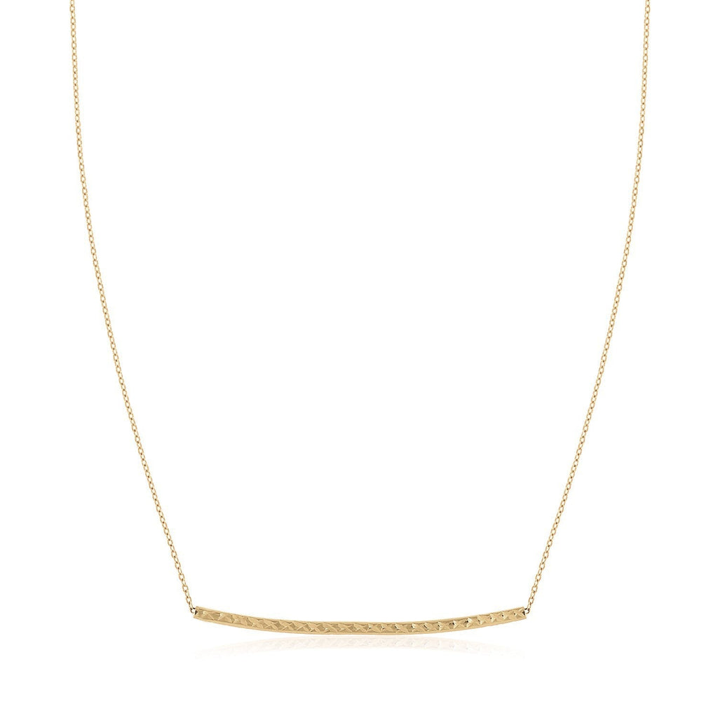 14k Yellow Gold Thin Textured Bar Necklace