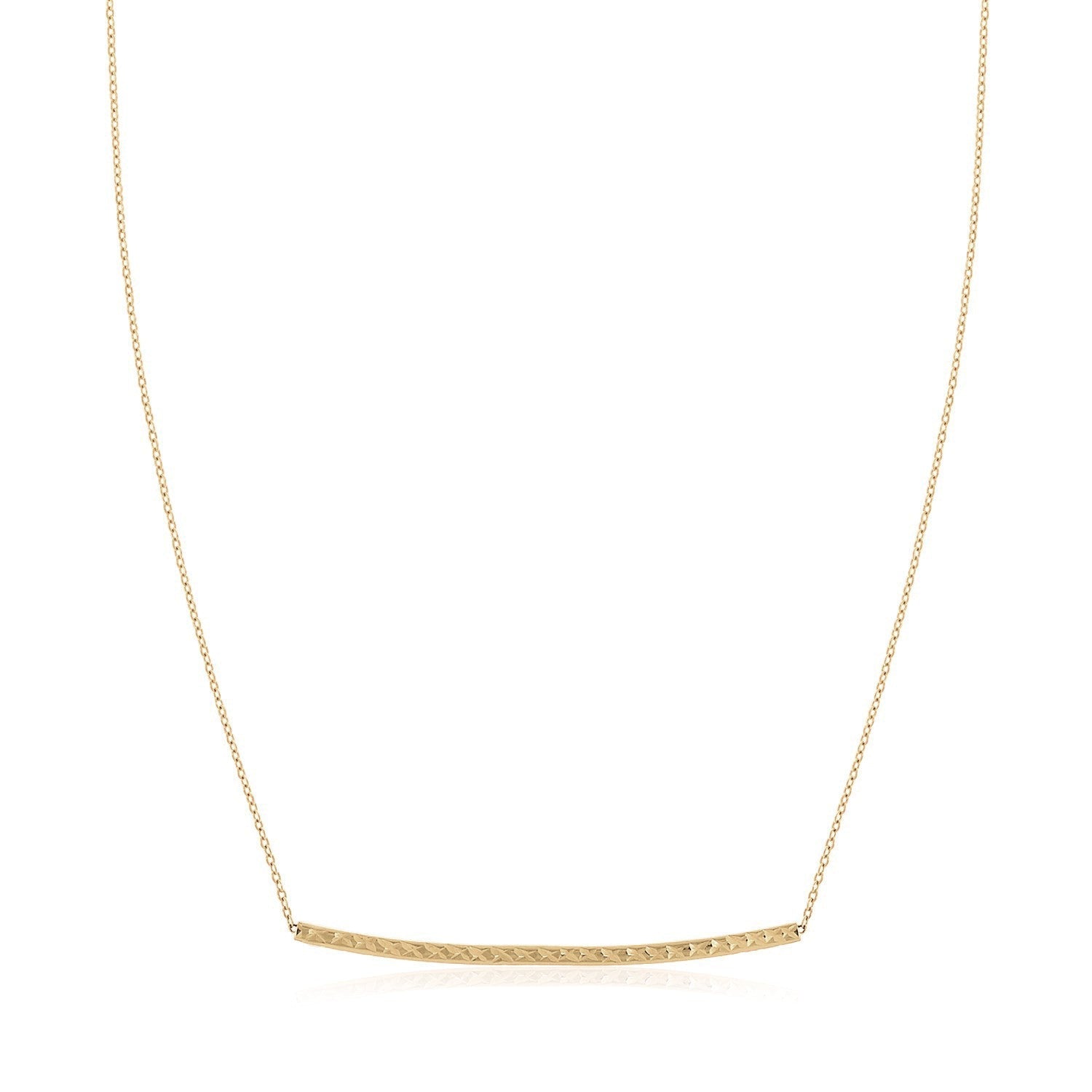 14k Yellow Gold Thin Textured Bar Necklace