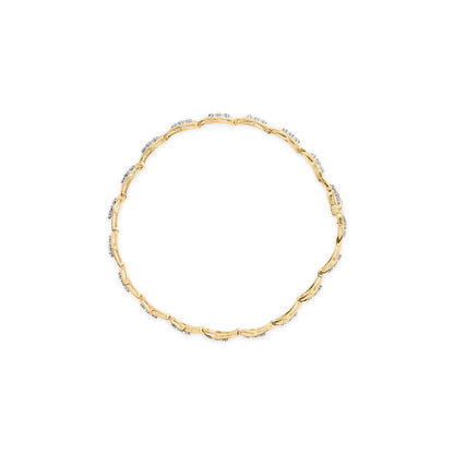 10k Yellow Gold 1/3 Cttw Diamond 3 Stone Teardrop Design Link Bracelet (I-J Color, I1-I2 Clarity) - 7.25" Inches