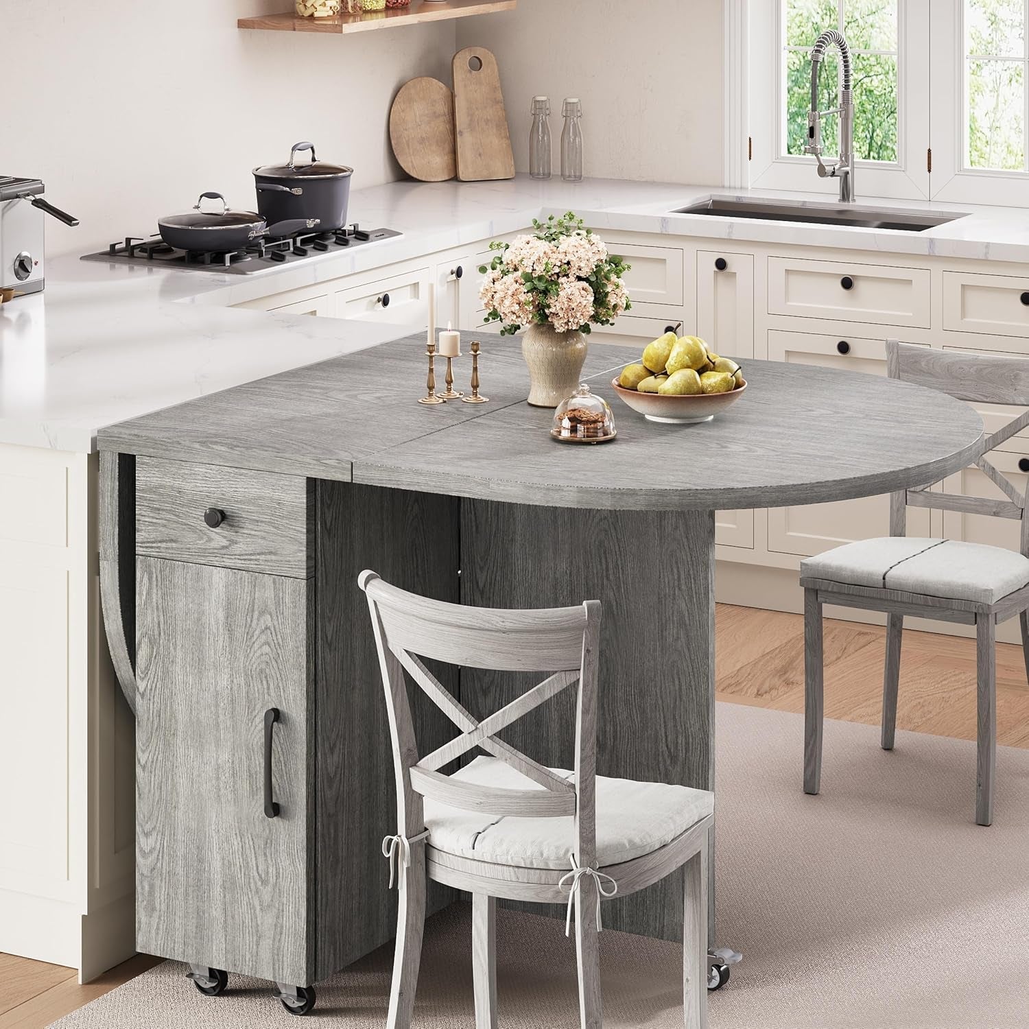 Grey Multipurpose Collapsible Dining Table For Four