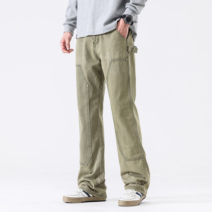 American High Street Vibe Wind Washed Distressed Army Green Jeans