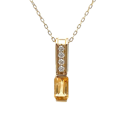 .06ct Citrine Diamond Fashion Pendants 10KT Yellow Gold