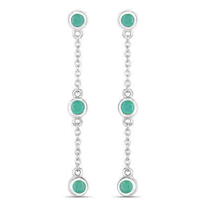 0.60 Carat Genuine Emerald .925 Sterling Silver Earrings