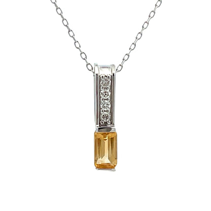 .06ct Citrine Diamond Fashion Pendants 10KT White Gold