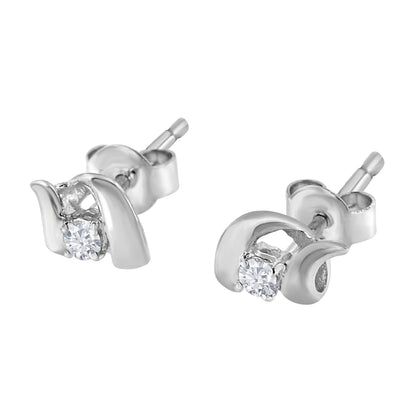 .925 Sterling Silver Round Cut Diamond Fashion Stud Earrings (0.10 cttw, I-J Color, I2-I3 Clarity)