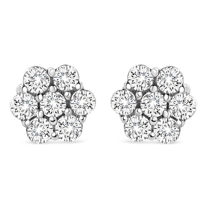 14K White Gold 1/2 cttw Round-Cut Diamond Floral Stud Earrings (I-J Color, SI2-I1 Clarity)