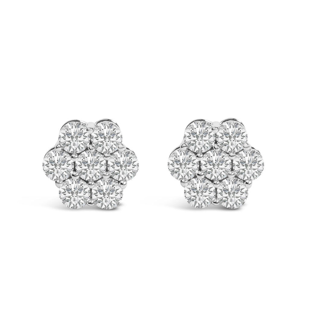 14KT White Gold 1 cttw Diamond Composite Stud Earrings (I-J, SI2-I1)