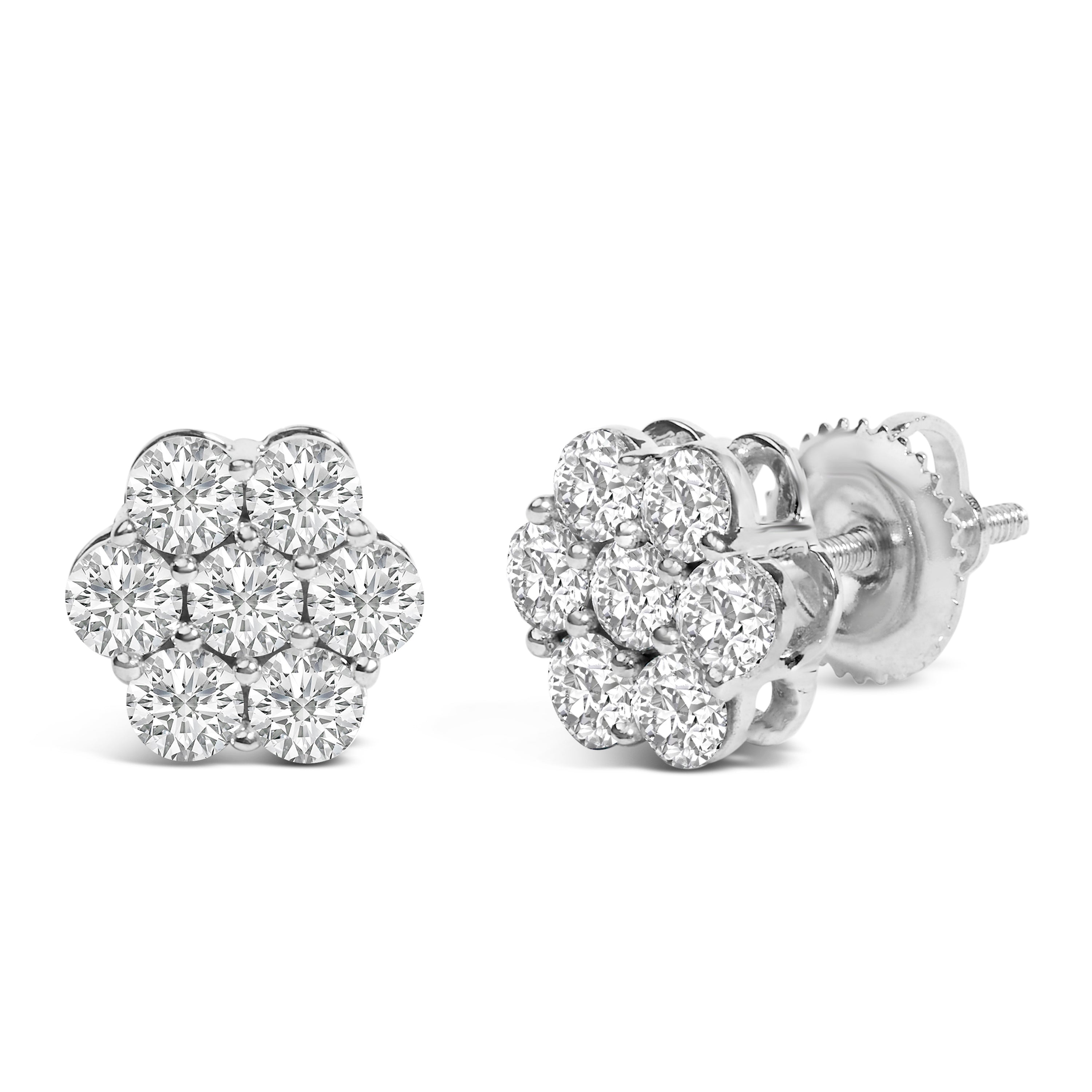 14KT White Gold 1 cttw Diamond Composite Stud Earrings (I-J, SI2-I1)