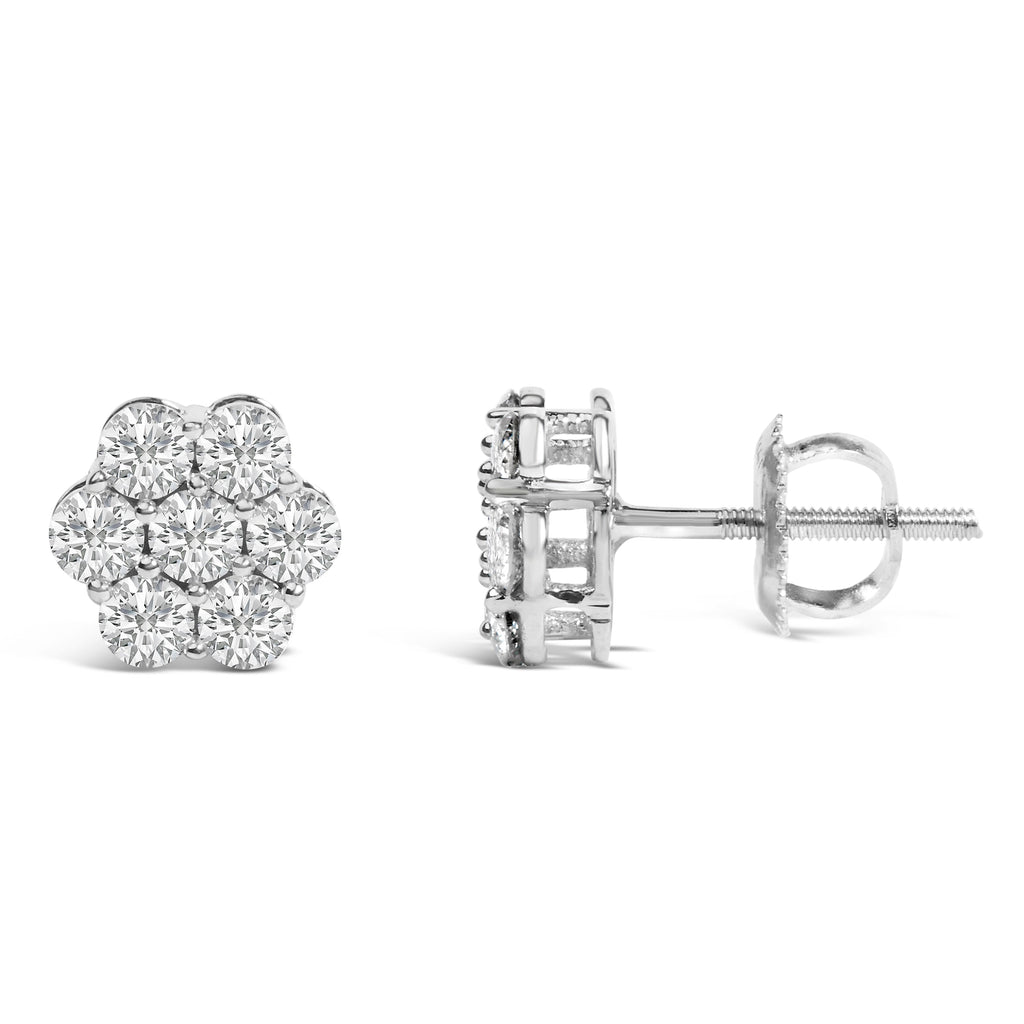 14KT White Gold 1 cttw Diamond Composite Stud Earrings (I-J, SI2-I1)