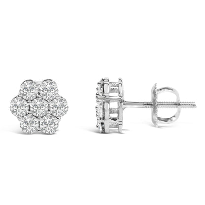 14KT White Gold 1 cttw Diamond Composite Stud Earrings (I-J, SI2-I1)