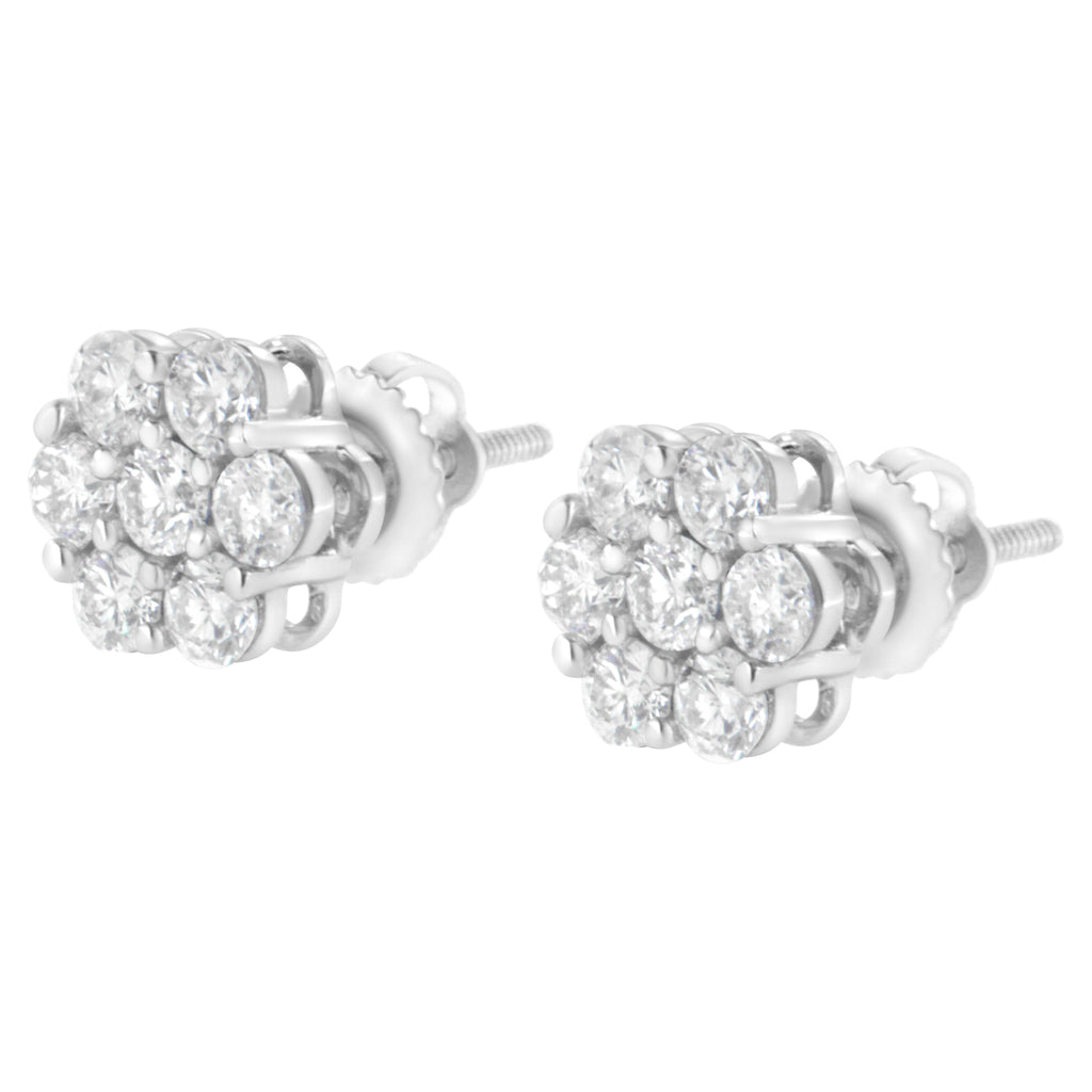 14KT White Gold 1 cttw Diamond Composite Stud Earrings (I-J, SI2-I1)