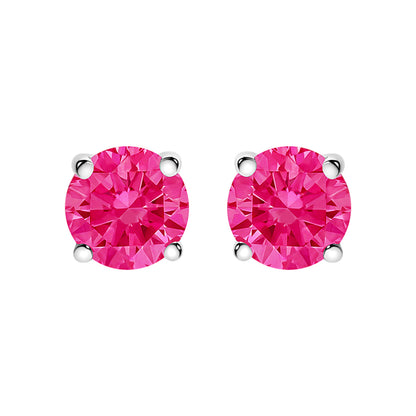 14K White Gold 1/2 Cttw Round Brilliant Cut Lab Grown Pink Diamond 4-Prong Classic Solitaire Earrings (Pink Color, VVS2-VS1 Clarity)