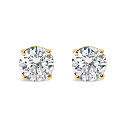 14K White Gold 1.0 Cttw Round Brilliant Cut Lab Grown White Diamond 4-Prong Classic Solitaire Stud Earrings (F-G Color, VS1-VS2 Clarity)