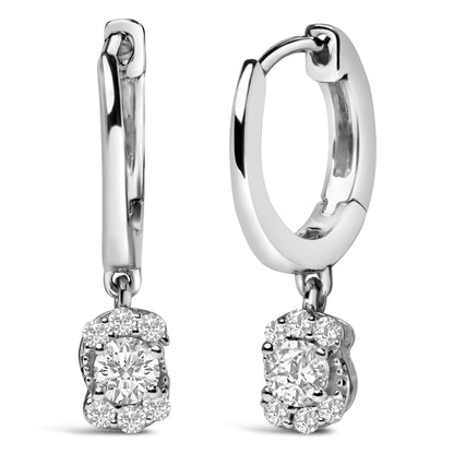 Sterling Silver 1/2 Cttw Lab Grown Diamond Floral Cluster Drop Earrings