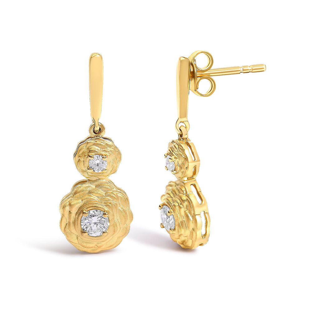 14K Yellow Gold Plated Sterling Silver 1/2 Cttw Lab Grown Diamond Matte Finish Drop Earrings