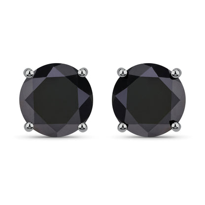 5.41 Carat Genuine Black Diamond 14K White Gold Earrings