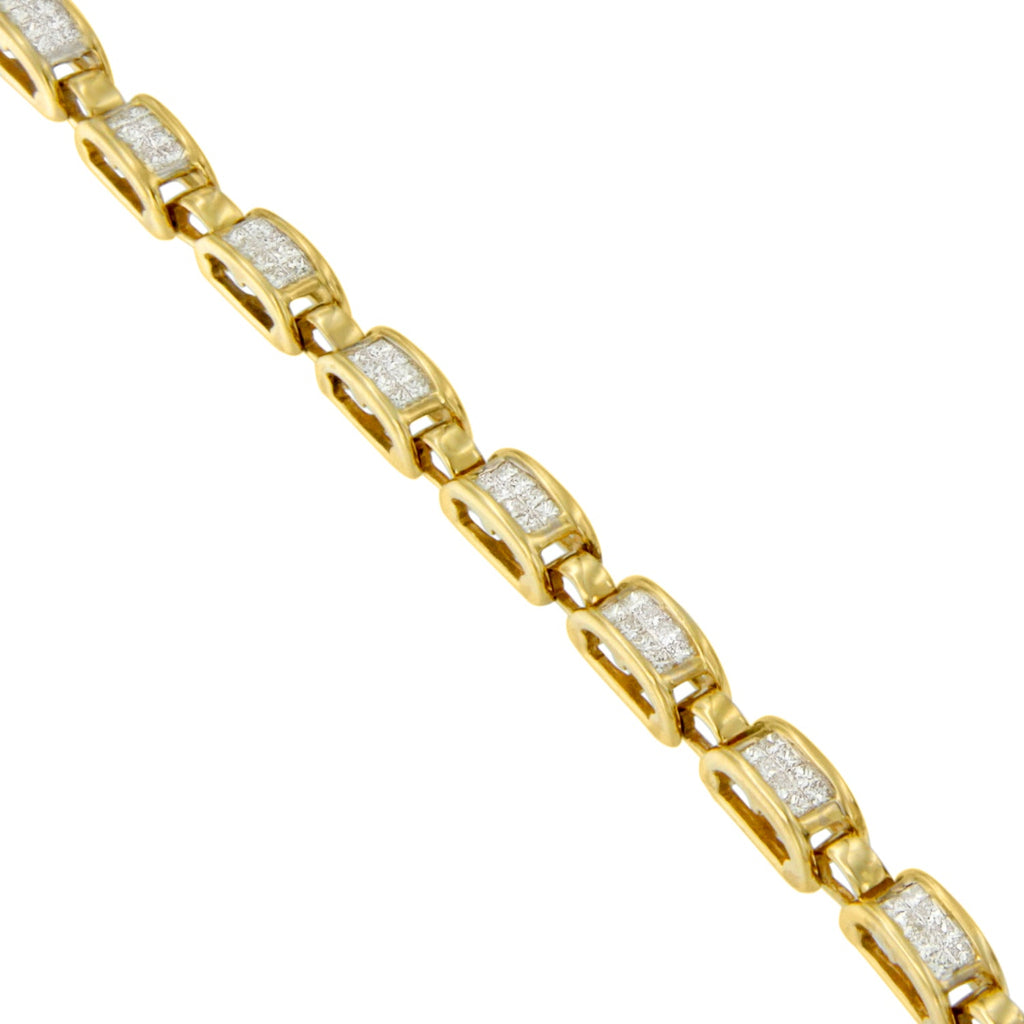 14K Yellow Gold Princess-Cut Diamond Links of Love Bracelet (2.00 cttw, H-I Color, SI2-I1 Clarity)