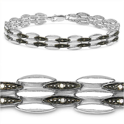 0.22 Carat Genuine Champagne Diamond .925 Sterling Silver Bracelet