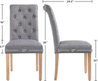 Dining Chairs Set of 2 Fabric Upholstered Dining Chairs High Back Padded Chairs Button Tufted Parsons Kitchen Chairs with Solid Wood Legs for Home, Dining Room, Kitchen, Dark Gray(1 Package)