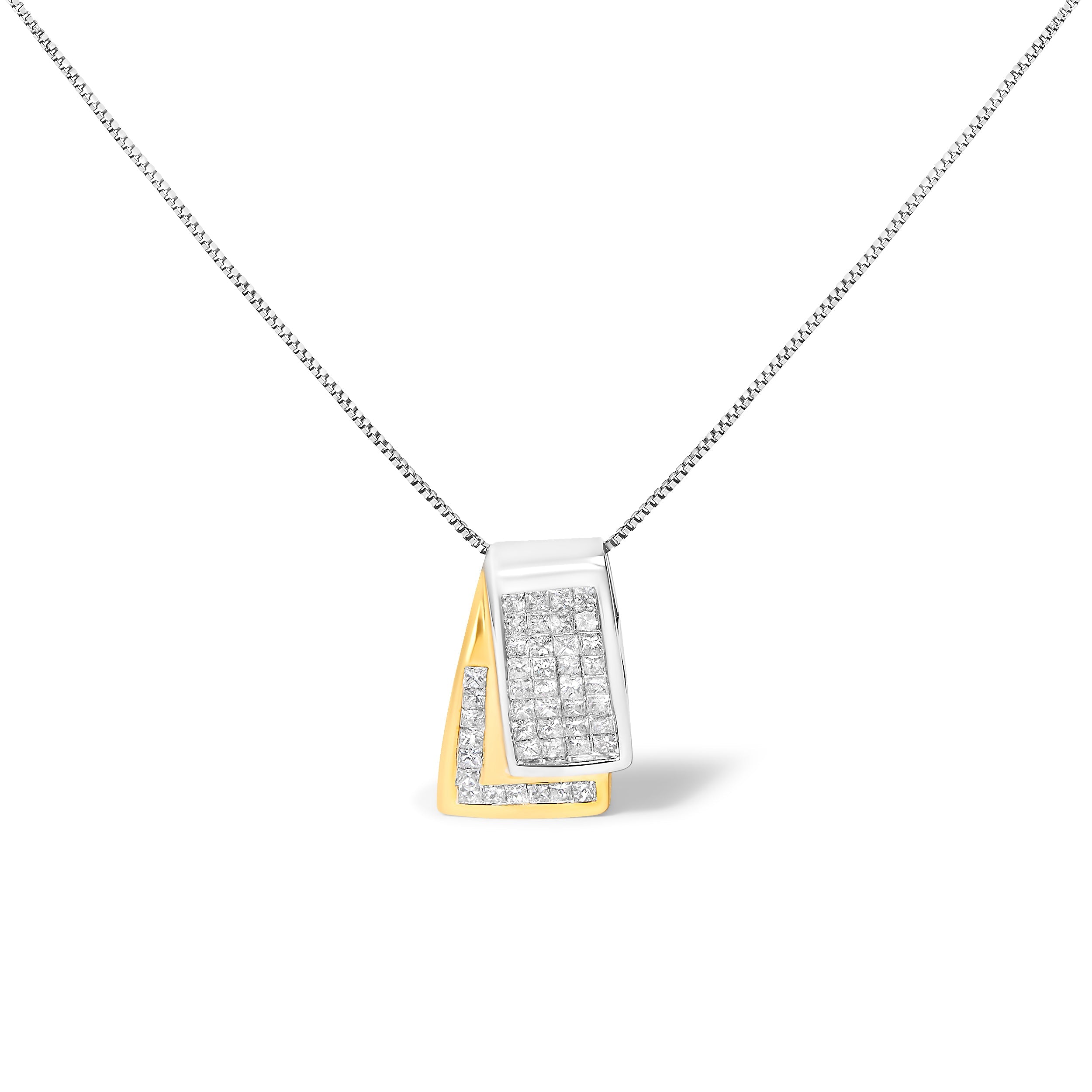 14KT White Gold Diamond Box Pendant Necklace (1 cttw, H-I Color, SI2-I1 Clarity)