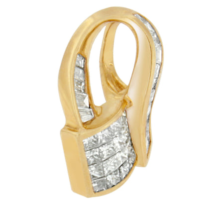 14k Yellow Gold 2.0 Cttw Princess and Baguette-cut Diamond Art Deco Inspired Pendant Necklace (G-H Color, VS1-VS2 Clarity) - 18 Inch