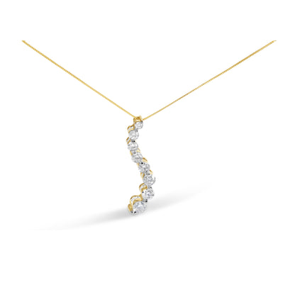 AGS Certified 14k White Gold 3.0 Cttw Baguette and Brilliant Round-Cut Diamond Journey 18" Pendant Necklace (F-G Color, I1-I2 Clarity)