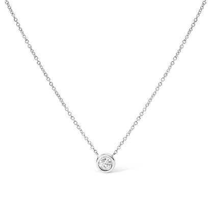 2 Micron 14K Rose Gold Plated Sterling Silver Bezel-Set Diamond Solitaire Pendant Necklace (1/3 cttw, H-I Color, I1-I2 Clarity)
