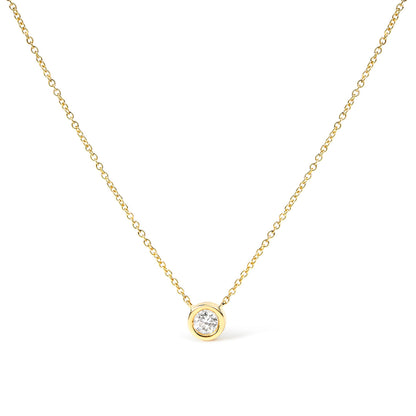 10K Yellow Gold 1/2 Carat Round Brilliant-Cut Diamond Modern Bezel-Set Solitaire 16"-18" Pendant Necklace (H-I Color, SI2-I1 Clarity)