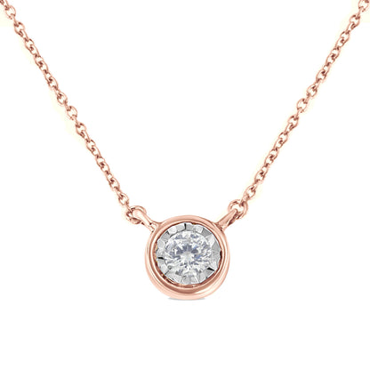 10K Yellow Gold 1/4 Cttw Round Brilliant-Cut Diamond Modern Bezel-Set Solitaire Pendant Necklace (J-K Color, I2-I3 Clarity) - 16" with 2" Extender