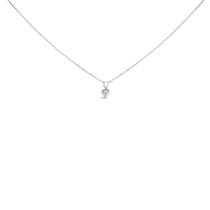 14K White Gold 1/5 Cttw 3-Prong Set Heart Shaped Solitaire Lab Grown Diamond 18" Pendant Necklace (F-G Color, VS2-SI1 Clarity)