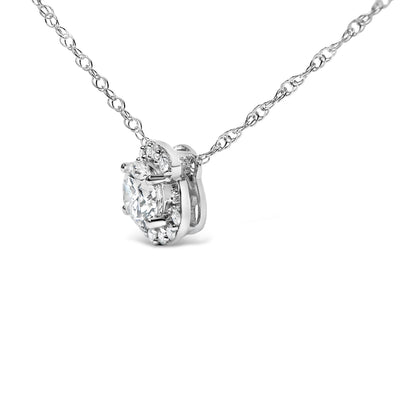 .925 Sterling Silver 1.0 Cttw Lab Grown Round-Cut Diamond Pendant Necklace 18"