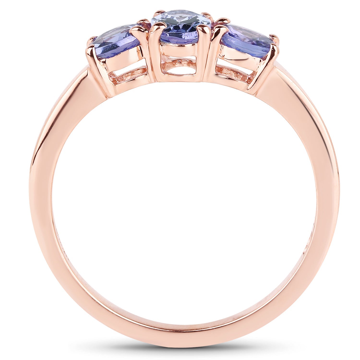 18K Rose Gold Plated 0.90 Carat Genuine Tanzanite .925 Sterling Silver Ring