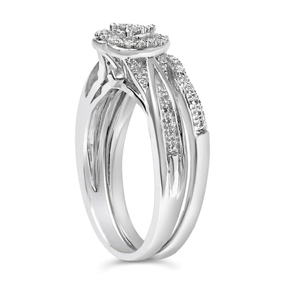 Sterling Silver 1/5 Cttw Diamond Heart Motif Bridal Set