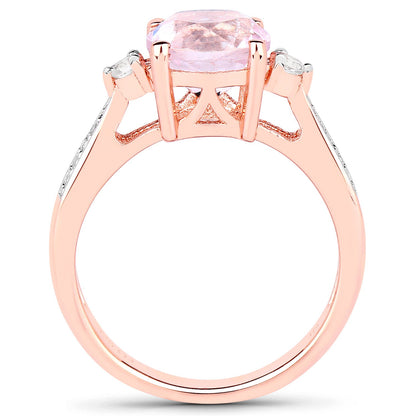 2.73 Carat Genuine Kunzite and White Topaz .925 Sterling Silver Ring