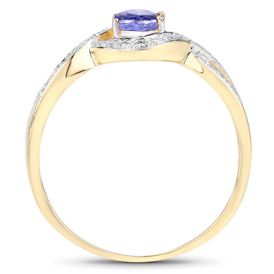 0.75 Carat Genuine Tanzanite .925 Sterling Silver Ring