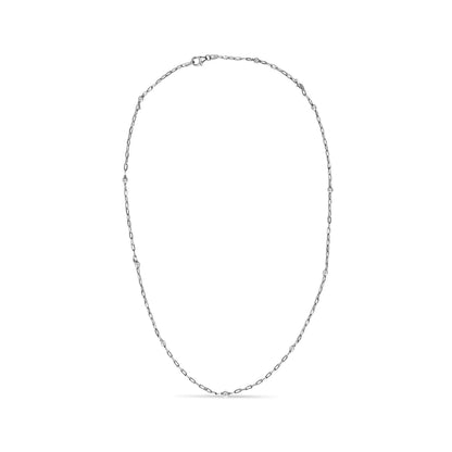 14K White Gold Bezel Set 1.00 Cttw Diamond 11 Station Necklace