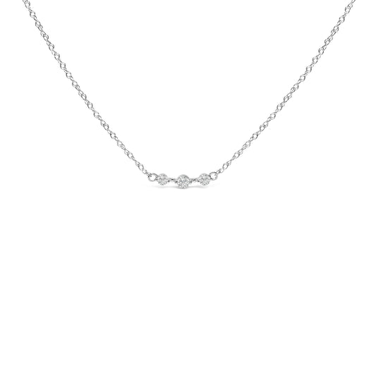 Sterling Silver 1/5 Cttw Lab Grown Diamond 3 Stone Station Necklace