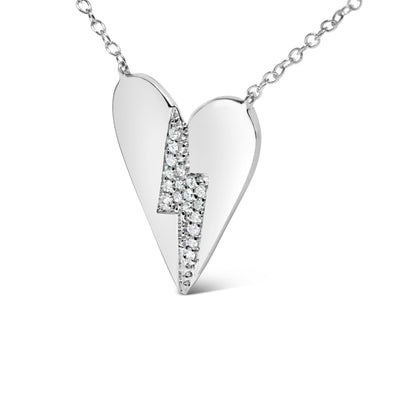 .925 Sterling Silver Diamond Broken Heart Pendant Necklace (H-I Color, I1-I2 Clarity) - 18" Inches