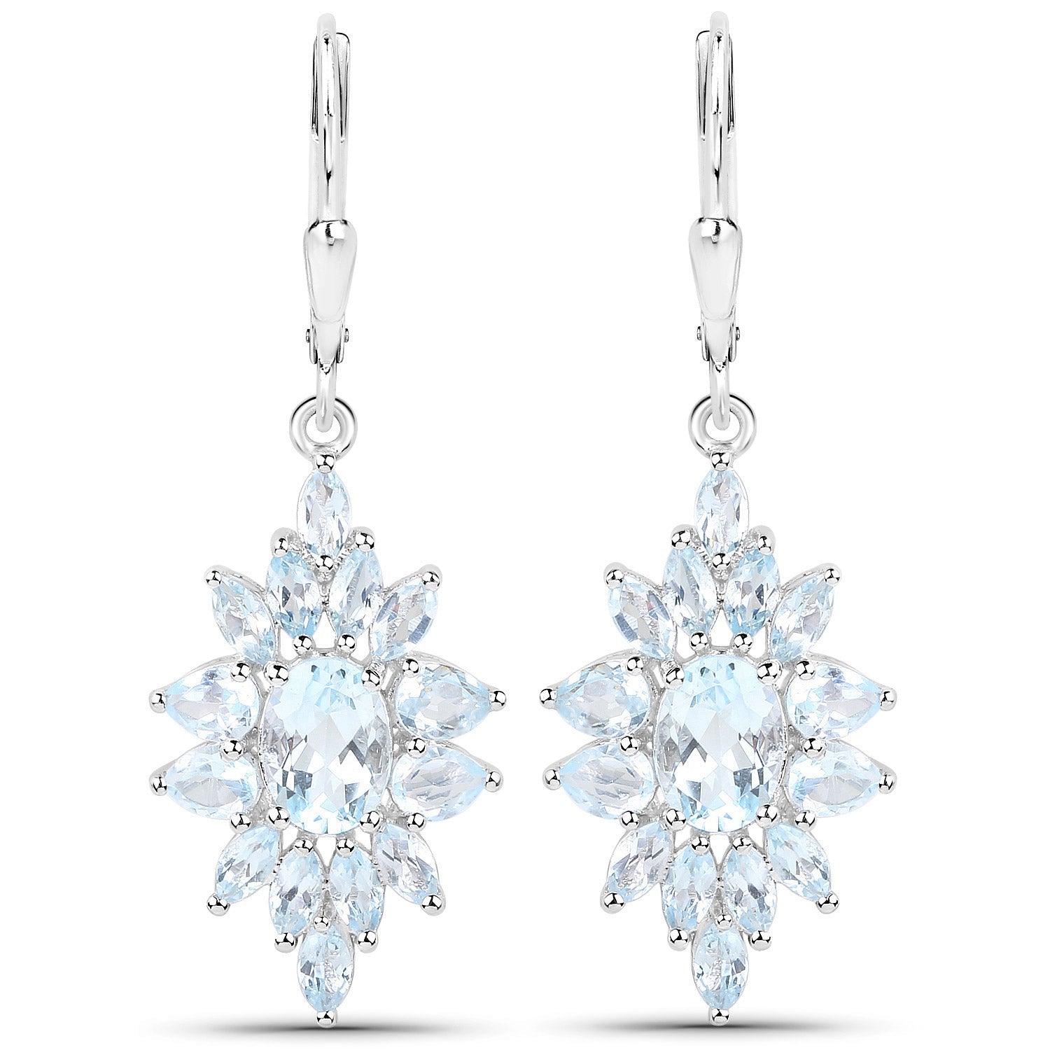 19.18 Carat Genuine Blue Topaz .925 Sterling Silver 3 Piece Jewelry Set (Ring, Earrings, and Pendant w/ Chain)