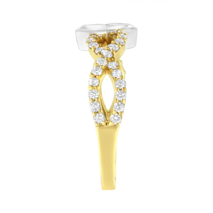 10K Two Tone Color 5/8 Cttw Diamond Kite and Twist Shank Ring (H-I Color,SI2-I1 Clarity)