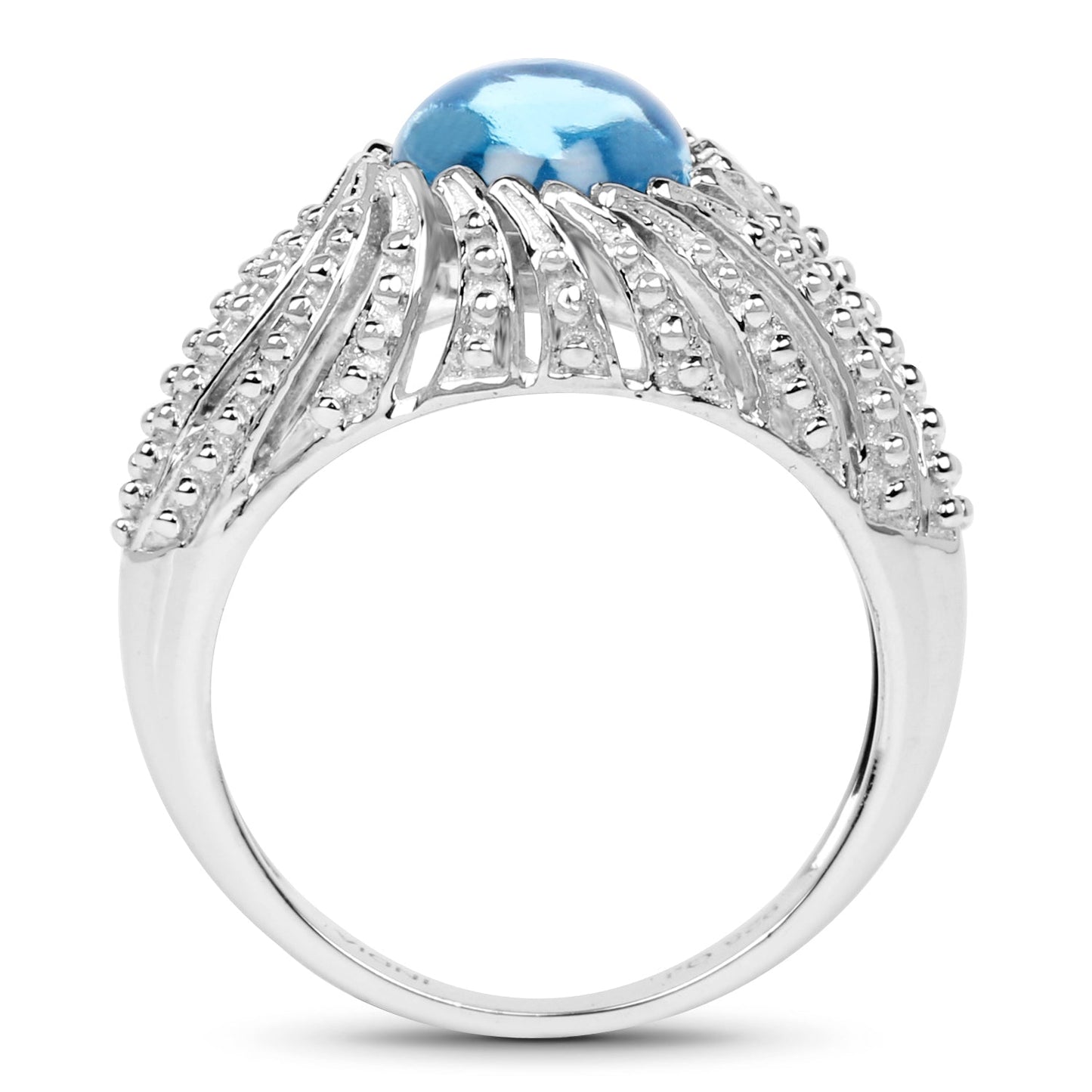 3.65 Carat Genuine Swiss Blue Topaz .925 Sterling Silver Ring