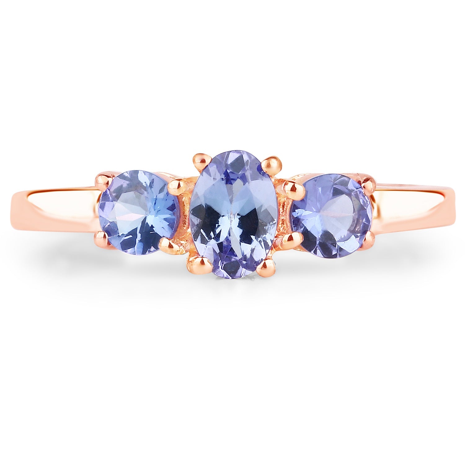 18K Rose Gold Plated 0.90 Carat Genuine Tanzanite .925 Sterling Silver Ring