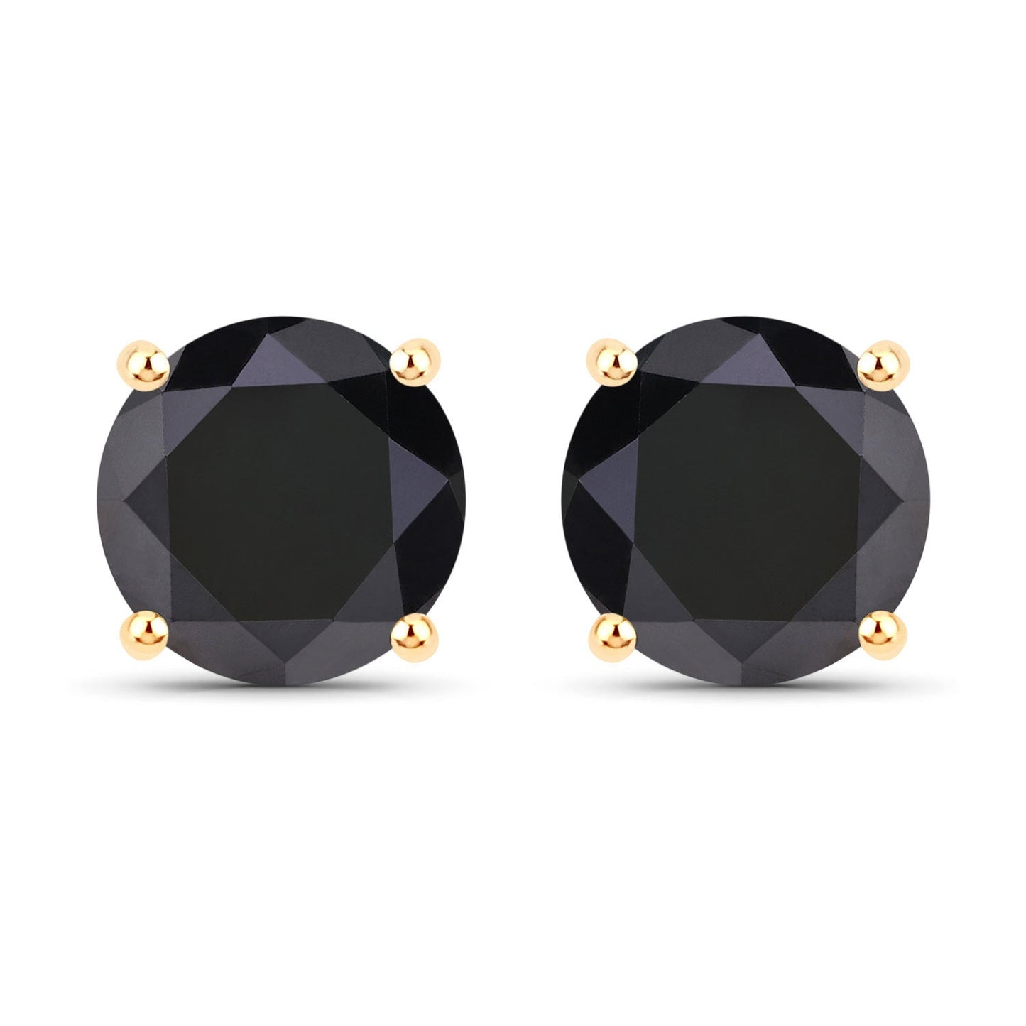 4.91 Carat Genuine Black Diamond 14K Yellow Gold Earrings