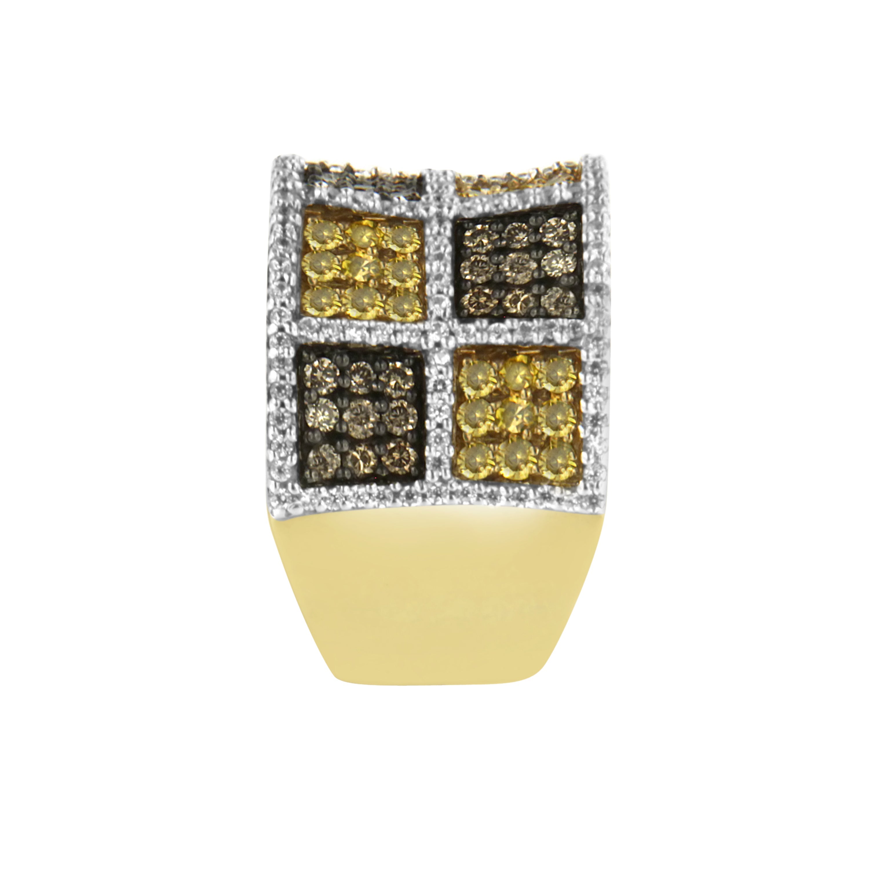 14KT Yellow Gold Champagne, Yellow and Round Diamond Band Ring (1 1/2 cttw, H-I Color, I1-I2 Clarity)