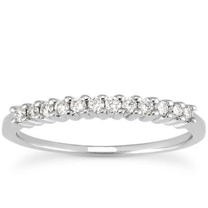 14k White Gold Raised Shared Prong Diamond Wedding Ring Band
