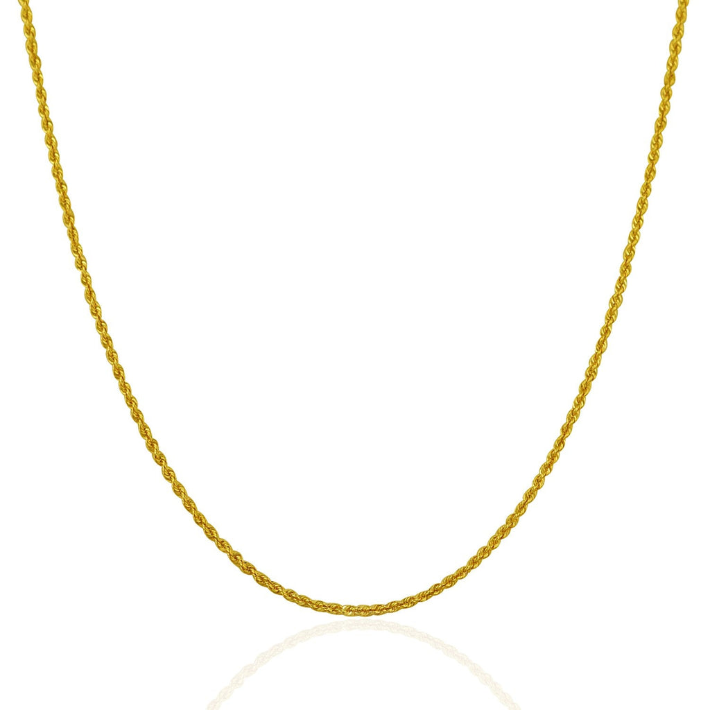 14k Yellow Gold Solid Rope Chain 1.25mm