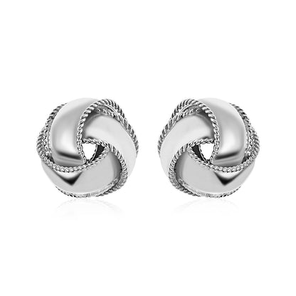 Textured and Polished Love Knot Earrings in Sterling Silver