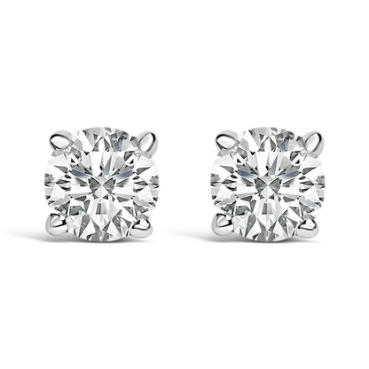 14K White Gold 1/2 Cttw Lab Grown Diamond Solitaire Stud Earrings